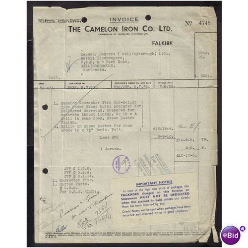 THE CAMELON IRON CO LTD,FALKIRK,SCOTLAND ,7/8/53