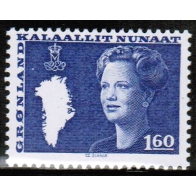1980-89 Greenland Sc# 124 Mint NH - Queen & Map 1.60 kr