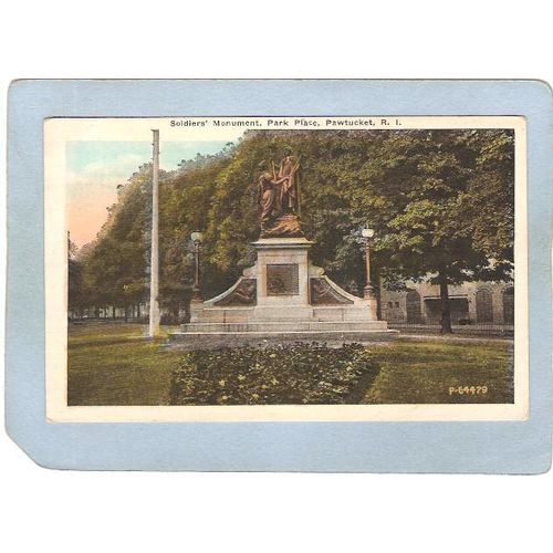 Rhode Island Pawtucket Postcard Soldier's Monument Park Place~1014