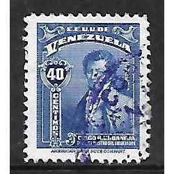 VENEZUELA 1940 INDEPENDENCE ISSUE 40c BLUE DIEGO URBANEJA SG 605 FINE USED#2