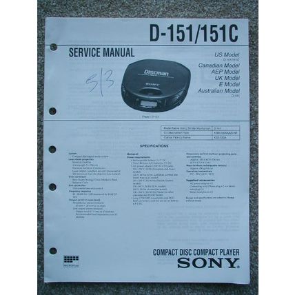 Sony D-151 / 151C Service Manual