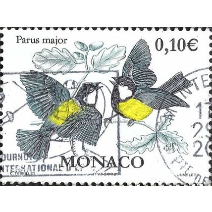 MONACO, BIRD, Great Tit, Parus major, white 2002, 0.10