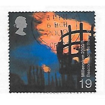 GB 1999 2000 BEACONS FIRE BASKET LIT ACROSS KINGDOM 19p USED DATED COPY