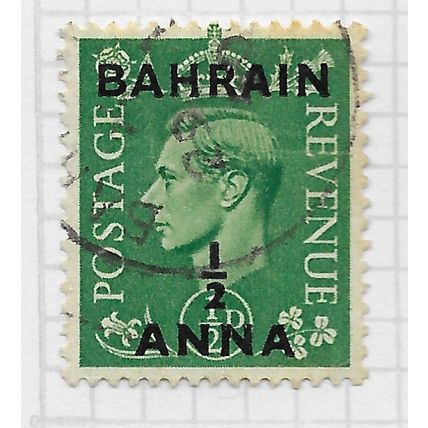 BAHRAIN 1948 KG6 GB OVERPRINTED HALF ANNA SG51 51 SG USED