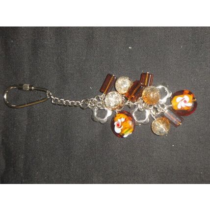 Loaded dark glass orange based carabiner keyring bag phone charm