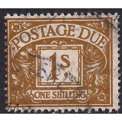 GB 1960 QE2 1/-d Ochre Postage Due Used SG D64 Wmk 179 ( F1435 )