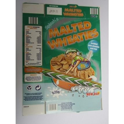 ALDI 2003 New Day Malted Wheaties Empty Cereal Box - Secret Gang Door Hangers.