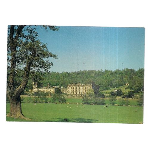 THE WEST FRONT, CHATSWORTH HOUSE, DERBYSHIRE unused vintage postcard =
