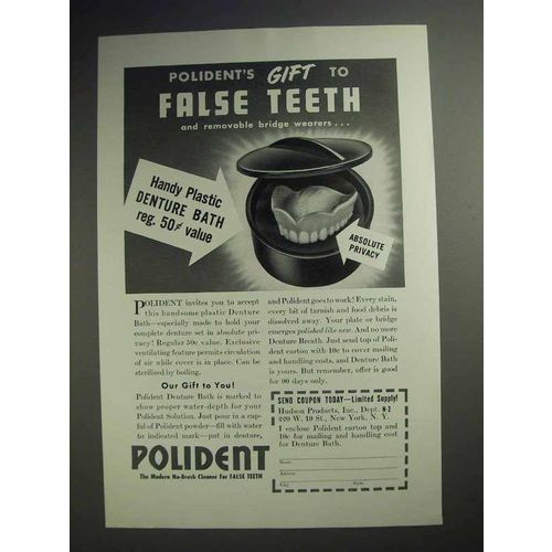 1942 Polident Ad - Gift to False Teeth