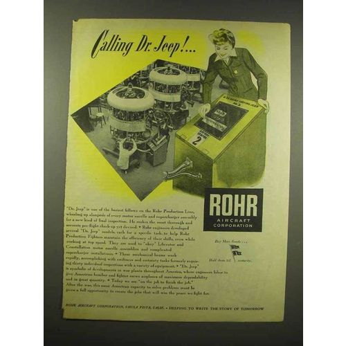 1944 Rohr Aircraft Ad - Calling Dr. Jeep