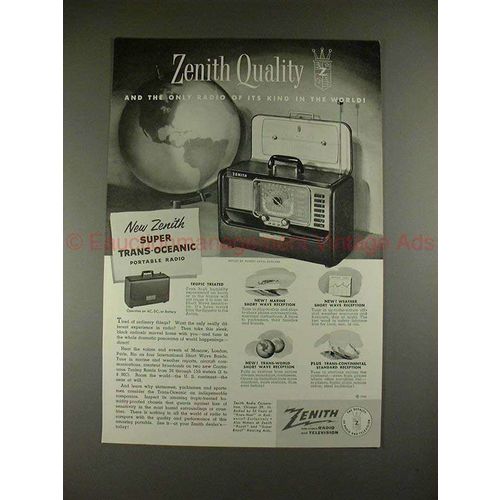 1952 Zenith Super Trans-Oceanic Portable Radio Ad!!