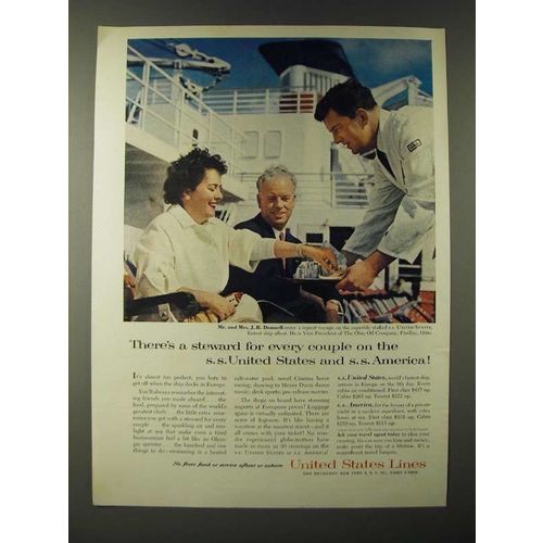 1960 United States Lines Ad - Mr. and Mrs. J.R. Donnell