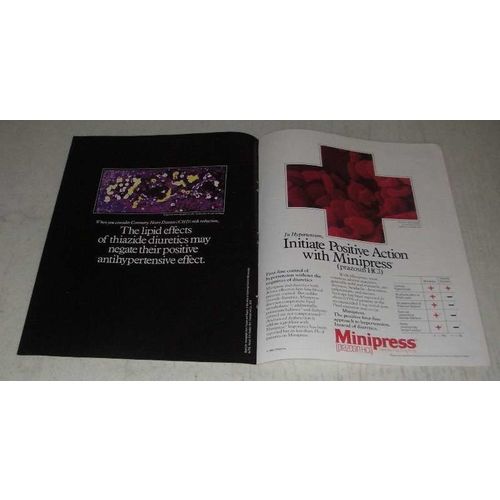 1987 Pfizer Minipress (prazosin HCI) Ad - The Lipid Effects