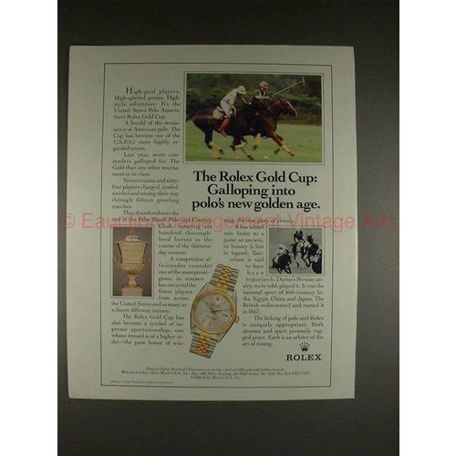 1987 Rolex Datejust Watch Ad - Polo USPA Rolex Gold Cup