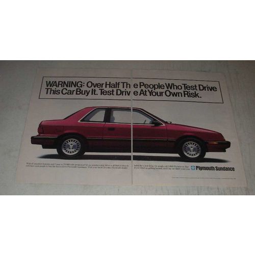 1989 Plymouth Sundance Car Ad - Warning: Over Half the people who test drive
