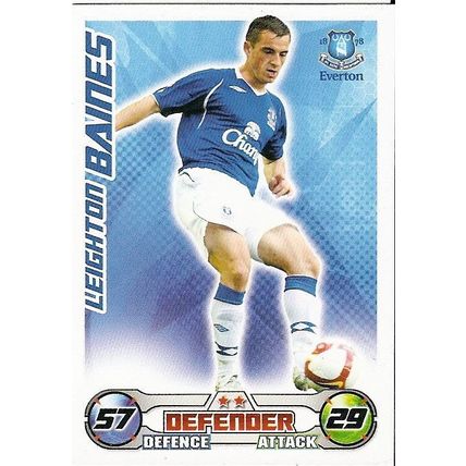 Topps Match Attax 2008/09 Cards: Everton - Defender, Baines (Leighton)
