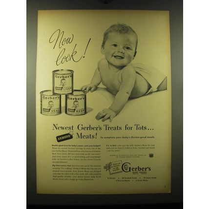 1948 Gerber's Baby Food Ad - Now look! Newest gerber's treats for tots