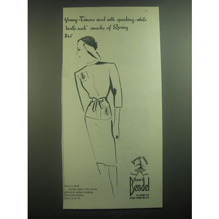 1945 Henri Bendel Young-Timers Dress Ad - Young-Timers wool with turtle neck