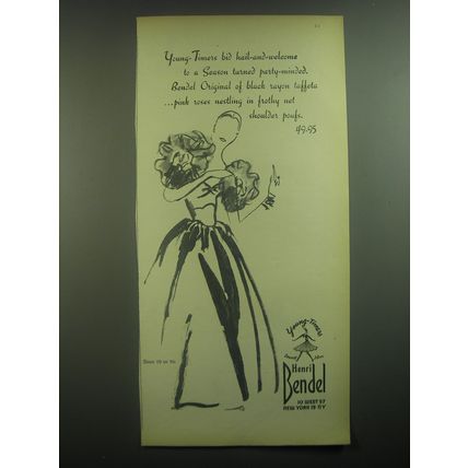 1945 Henri Bendel Young-Timers Dress Ad - Young-Timers bid hail-and-welcome