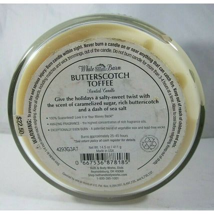 Bath & Body Works Candle 3-wick 14.5 oz Butterscotch Toffee