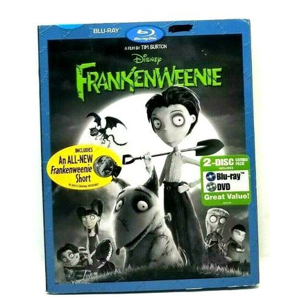 Frankenweenie Tim Burton 2013 Blu-ray + DVD 2-Disc Set Slipcover (L56)