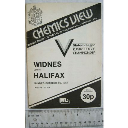 1982 programme Widnes v. Halifax