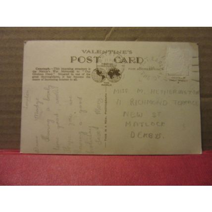 AT NIGHT, CENOTAPH, LONDON used vintage postcard RP 1937 pm =
