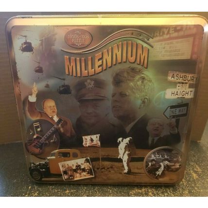 Millennium 1950-1960's Metal Box Jigsaw Puzzle 1000 Pc. Hasbro MB 1999 Complete