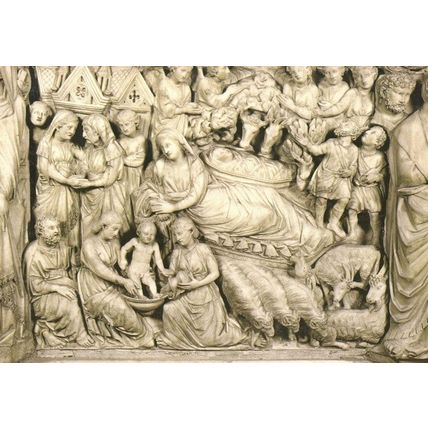 Nicola Pisano Pulpito Visitazione E Nativita Siena Duomo Postcard