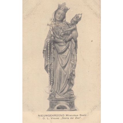 Lieve Vrouw Van Our Lady Of Nieuwgekroond Statue Antique Religious Postcard