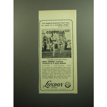 1957 London Records Album Advertisement -Coppelia - The happiest moments