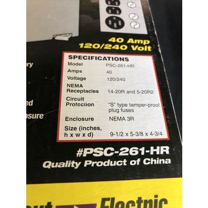 NEW CONNECTICUT ELECTRIC PSC-261-HR EVAPORATIVE COOLER FUSIBLE,HM