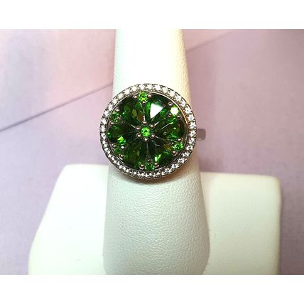 3ct Chrome Diopside Zircon Spinner Halo Ring Sz O Platinum Overlay 925 Silver