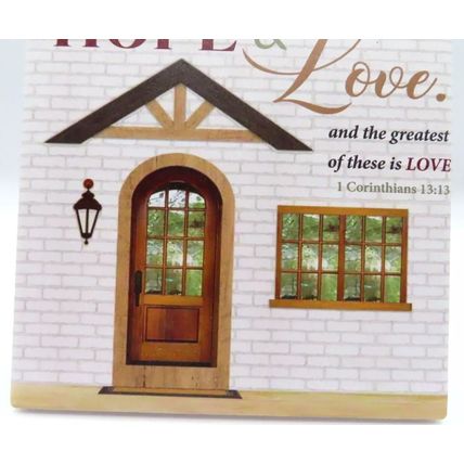 Faith, Hope & Love Plaque 1 Cor 13:13 Freestanding Wall Hanging Porcelain 20 CM