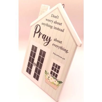Pray about Everything Bible Verse Phil4:16 Plaque Wall & Freestanding Gift Home