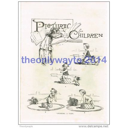 Spinning a Yarn, Comedy Cartoon, Book Illustration, c1895