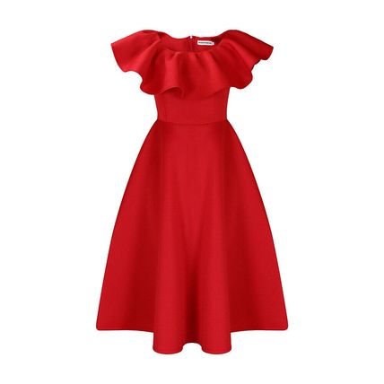 Fashion temperament ruffled large skirt swing party dress dress dress