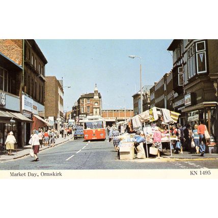 1977 postcard Market Day, Ormskirk