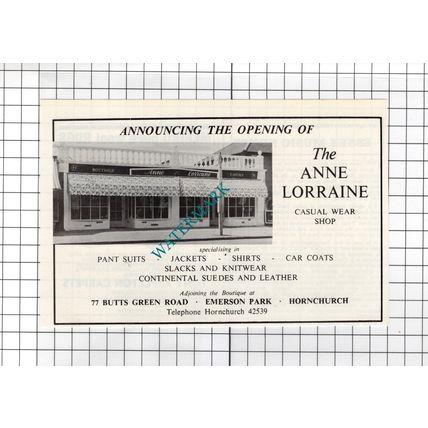 Anne Lorraine Casual Wear Shop Hornchurch Essex Advert - 1972 Cutting