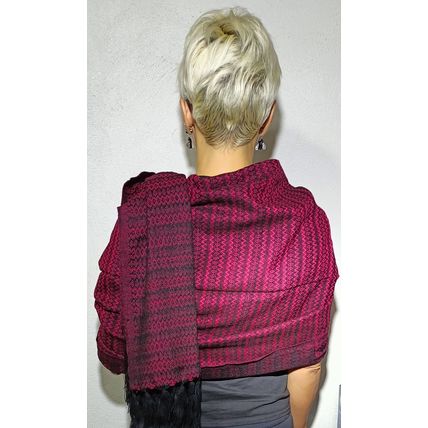 Elegant-Ultra-Soft-Lightweight **BLACK-PINK** Traditional Rebozo Shawl Mexico