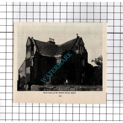 Gayton Northamptonshire Tanfield Family Manor House - c.1898 Small Cutting