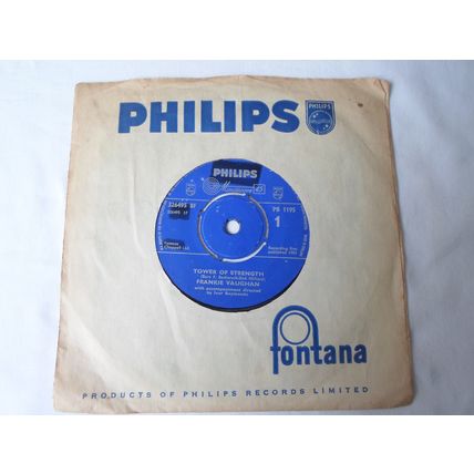7" 1961 .FRANKIE VAUGHAN ,TOWER OF STRENGTH .PHILIPS PB1195, RACHEL . NEAR MINT