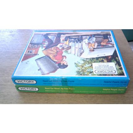 HELPFUL PEOPLE SERIES Wooden Jig-Saws (2 x 30 Piece Puzzles) VICTORY (1977)