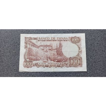 Banknote Spain 100 Pesetas 1970. Serial Number 1A1183535