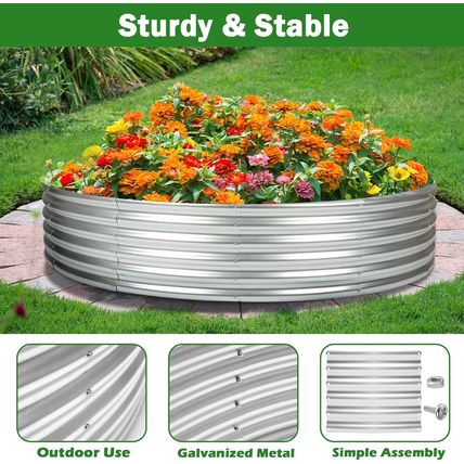 OUSHENG 4X4X1Ft round Galvanized Raised Garden Beds Outdoor, Steel Fire Pit Ring
