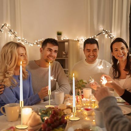 Suclain 12 Set Candle Holders Bulk with 10'' White Dripless Taper Candles 3.3''