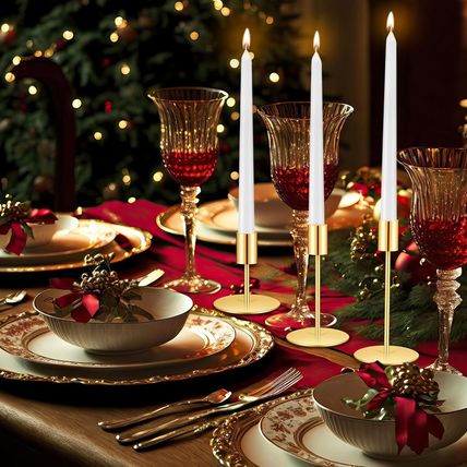 Suclain 12 Set Candle Holders Bulk with 10'' White Dripless Taper Candles 3.3''