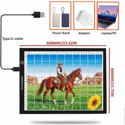 A2 Extra Large Tracing LED Light Pad Kits for Diamond Art, Sketching, Painting -