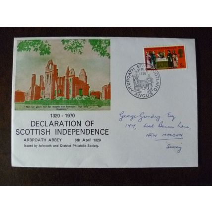 1970 GB Arbroath Abbey Declaration of Scottish Independence Event cover Gundry