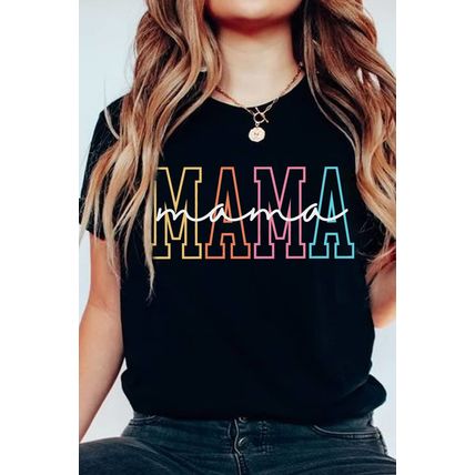 Black MAMA Crew Neck Graphic Tee